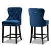 Baxton Studio Howell Modern Transitional Navy Blue Velvet and Dark Brown Finished Wood 2-Piece Counter Stool Set 175-10961-Zoro